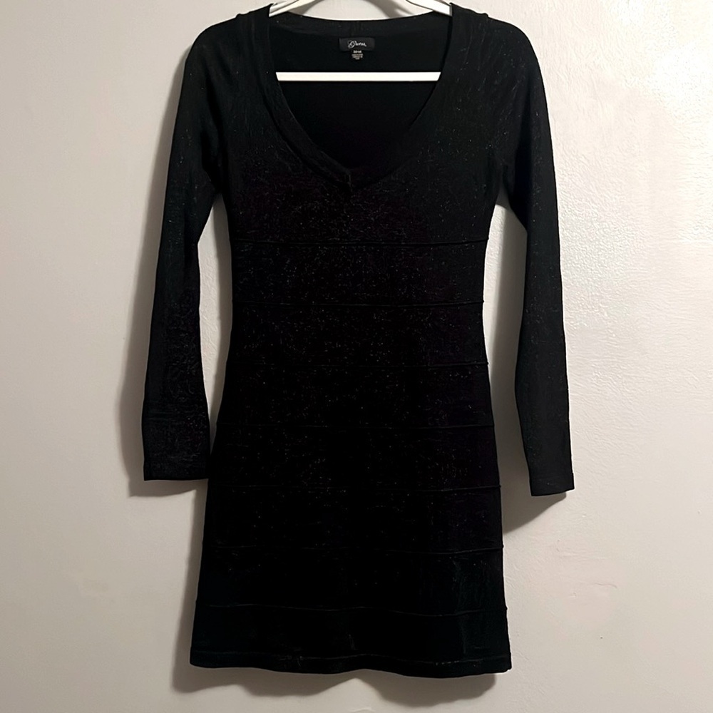 Guess - Cardi dress black M long sleeve shiny lurex dress spaghetti dress